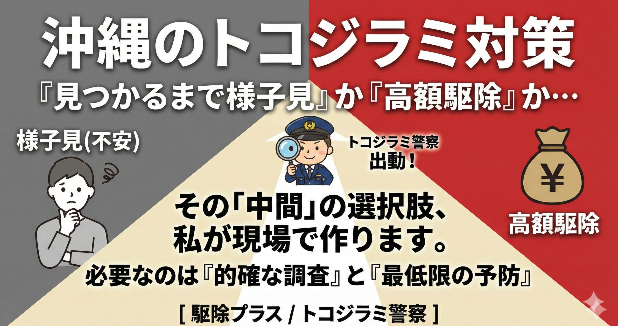 縄でトコジラミ調査する業者